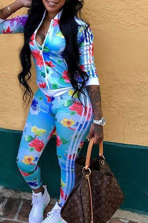 Casual Floral Printed Pants Set - VogueRegion