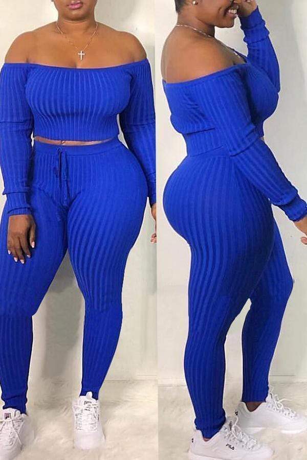 Casual Dew Shoulder Pants Set - VogueRegion