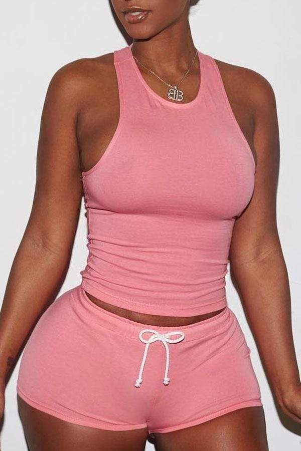 Sportswear Drawstring Shorts Set - VogueRegion