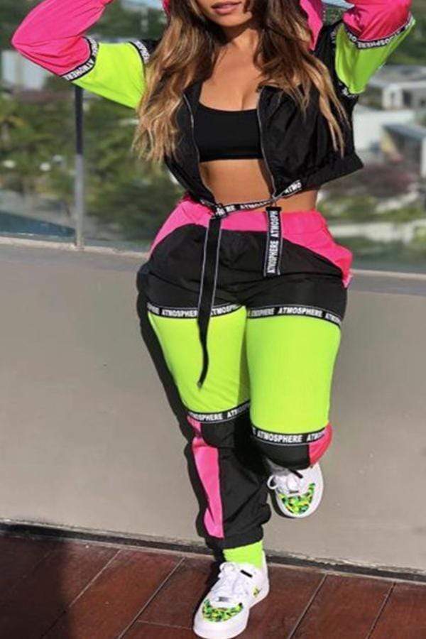 Casual Patchwork Pants Set - VogueRegion