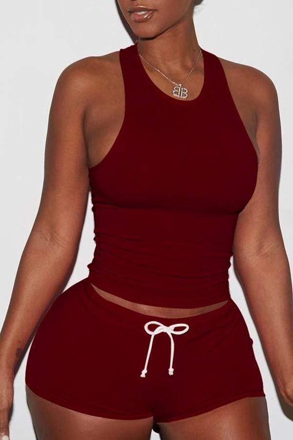 Sportswear Drawstring Shorts Set - VogueRegion
