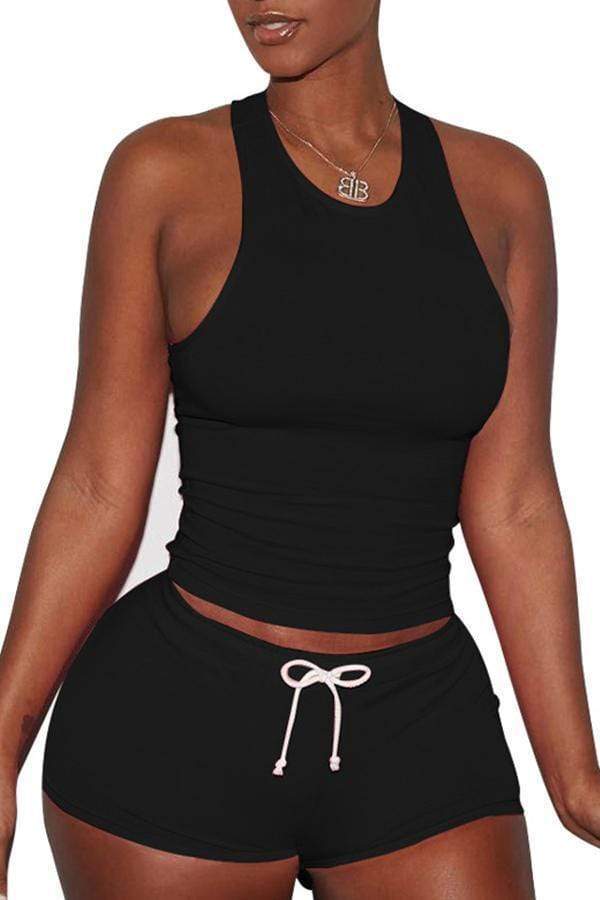 Sportswear Drawstring Shorts Set - VogueRegion