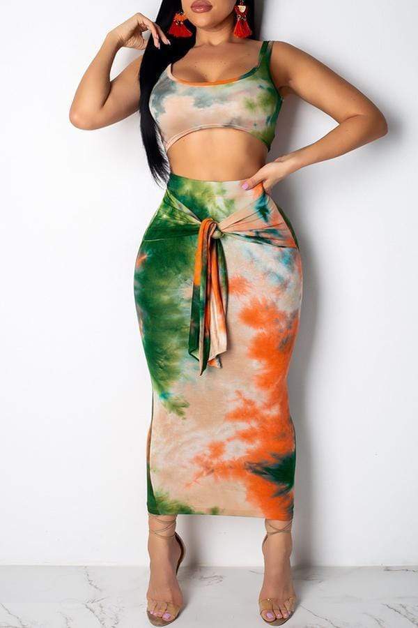 Trendy Knot Design Skirt Set - VogueRegion