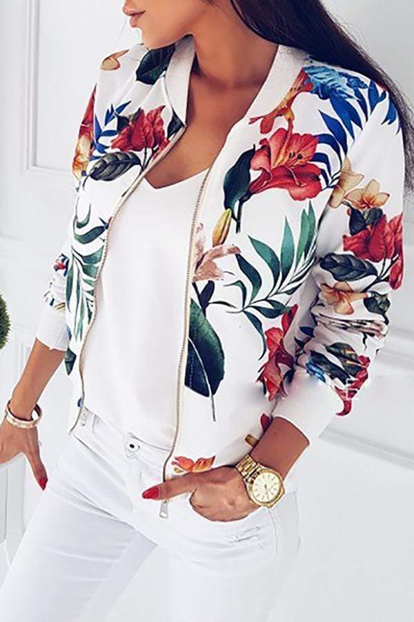 VogueRegion Casual Floral Printed Lace Jacket - VogueRegion