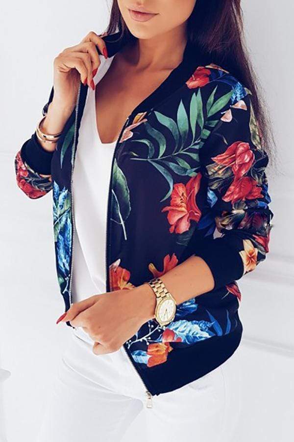 VogueRegion Casual Floral Printed Lace Jacket - VogueRegion