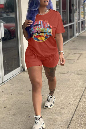 Casual Printed Patchwork Short Set - VogueRegion