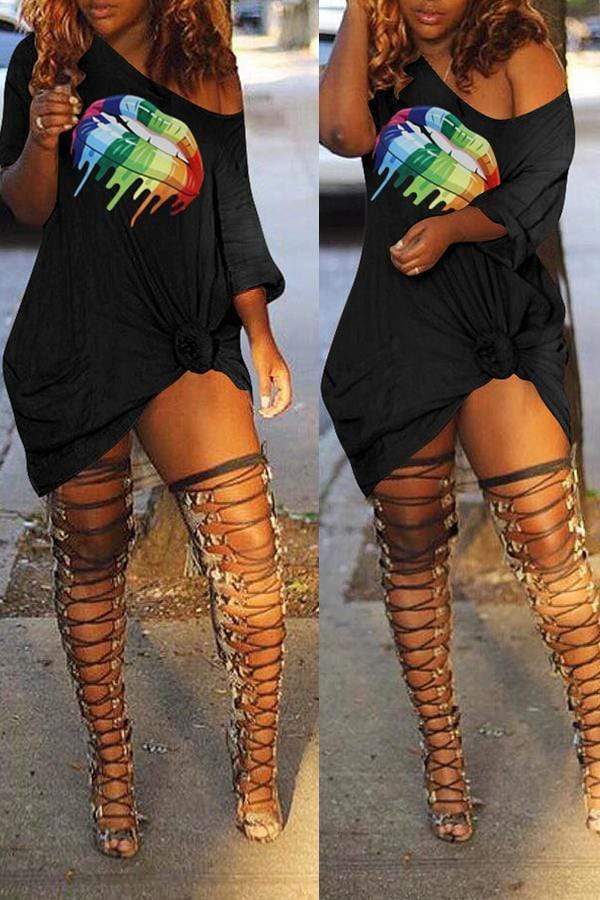Casual One Shoulder Asymmetrical Dress - VogueRegion