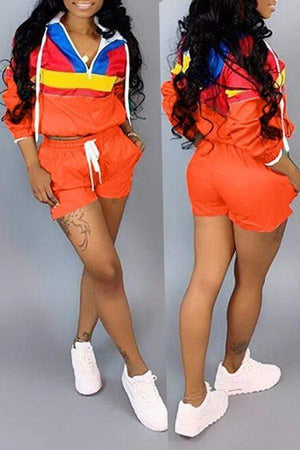 Casual Patchwork Shorts Set - VogueRegion