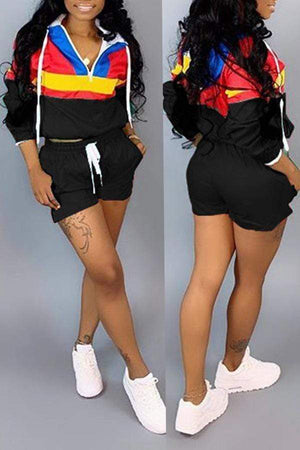 Casual Patchwork Shorts Set - VogueRegion
