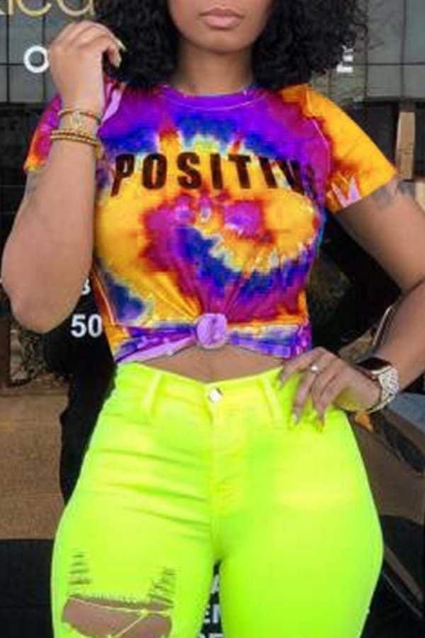 Leisure Letter Print T-shirt