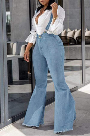 VogueRegion Casual Flared Light Blue Denim Jeans - VogueRegion