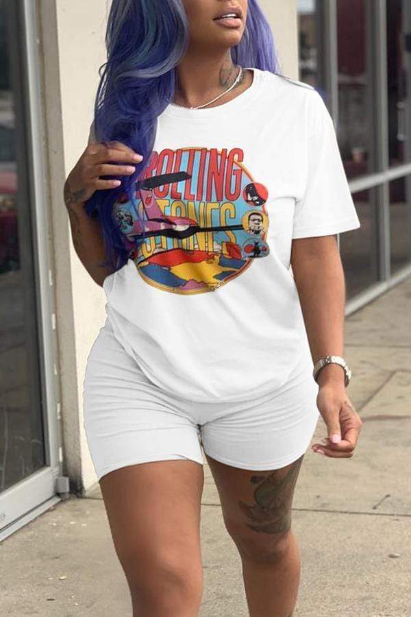Casual Printed Patchwork Short Set - VogueRegion
