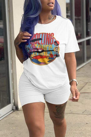 Casual Printed Patchwork Short Set - VogueRegion