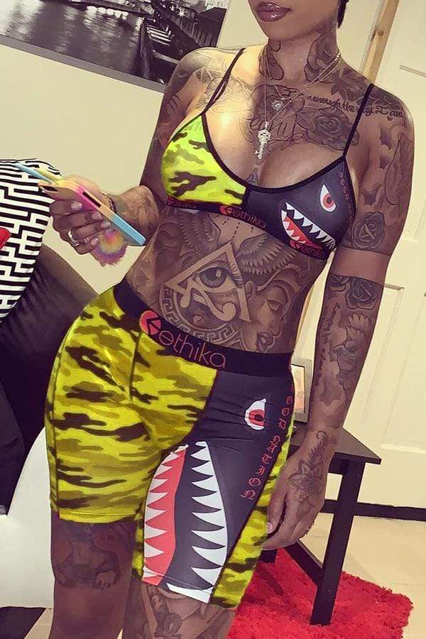Sexy Printed Red Shorts Set - VogueRegion
