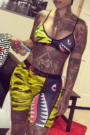 Sexy Printed Red Shorts Set - VogueRegion