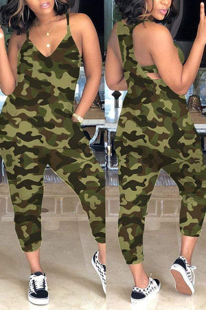 VogueRegion Casual Camouflage Printed Jumpsuit - VogueRegion