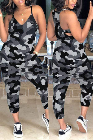 VogueRegion Casual Camouflage Printed Jumpsuit - VogueRegion