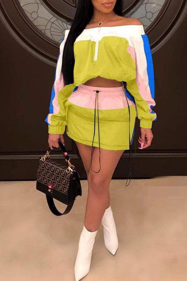 Trendy Patchwork Skirt Set - VogueRegion