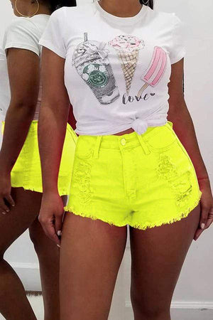 VogueRegion Casual High Waist Denim Shorts - VogueRegion
