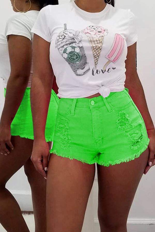 VogueRegion Casual High Waist Denim Shorts - VogueRegion