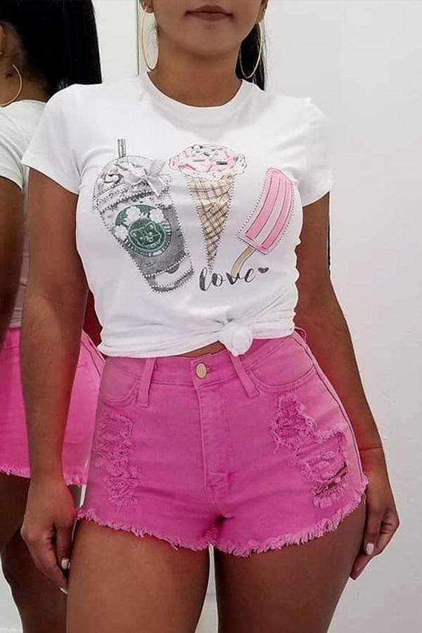 VogueRegion Casual High Waist Denim Shorts - VogueRegion