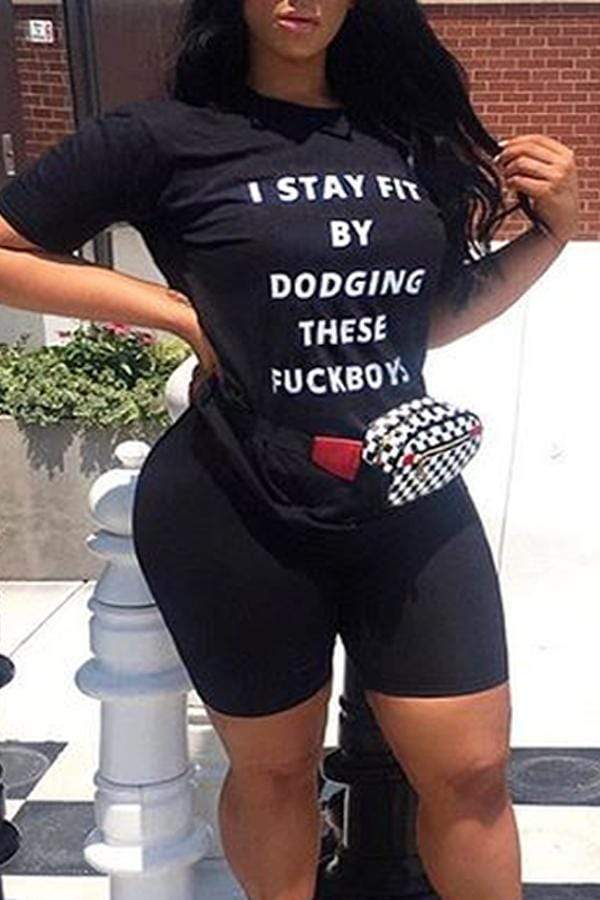 Leisure Letter Printed Shorts Set - VogueRegion