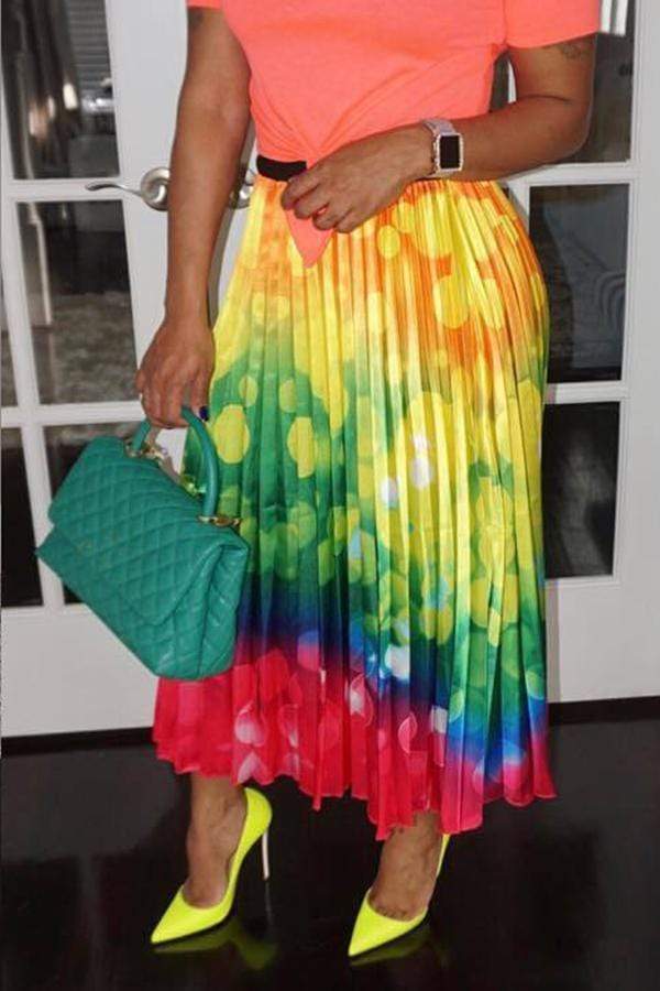 Stylish Printed Asymmetrical Ankle Length Skirt
