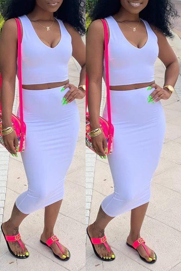 Casual Sleeveless Skirt Set - VogueRegion