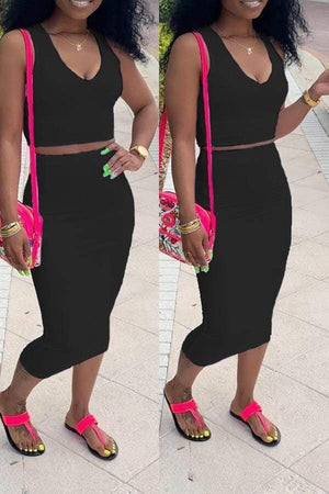 Casual Sleeveless Skirt Set - VogueRegion