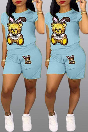 Casual Printed Shorts Set - VogueRegion