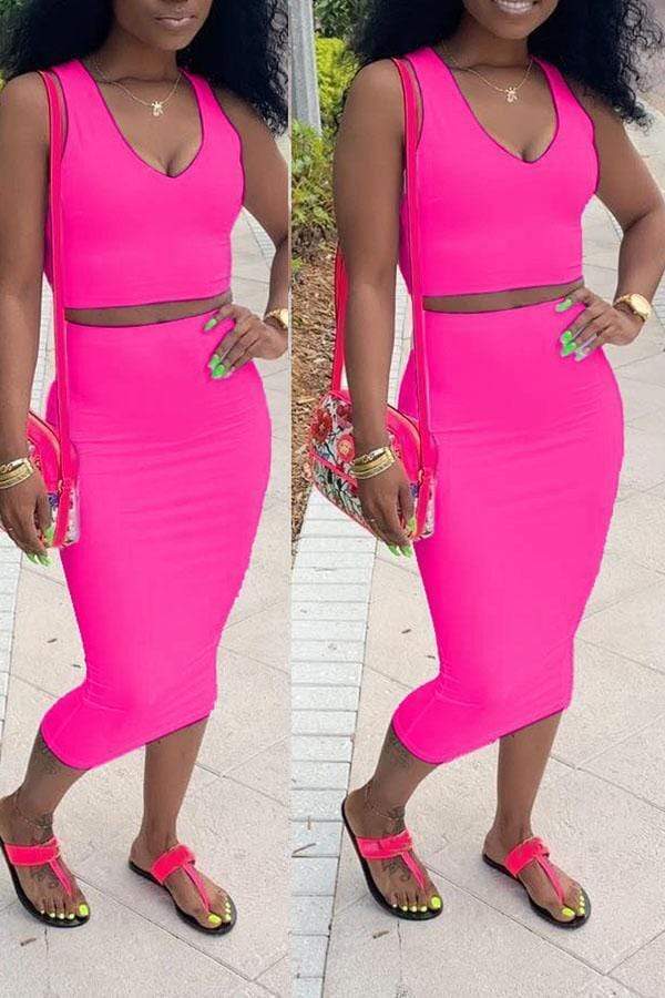Casual Sleeveless Skirt Set - VogueRegion