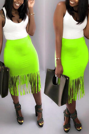 Sexy Slim-Fit Tassel Hip-Package Skirt