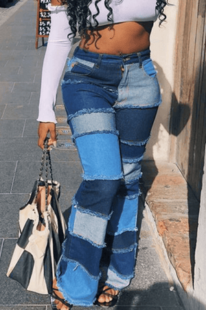 Fashion Patchwork Denim Jeans