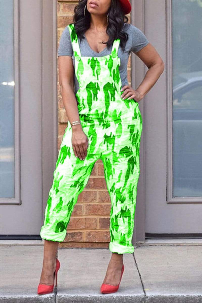 Fashion Casual Printing Strap Jumpsuit - VogueRegion