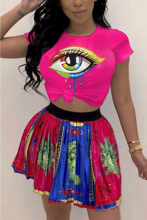 Fashion Round Neck Colorful Eye T-shirt - VogueRegion