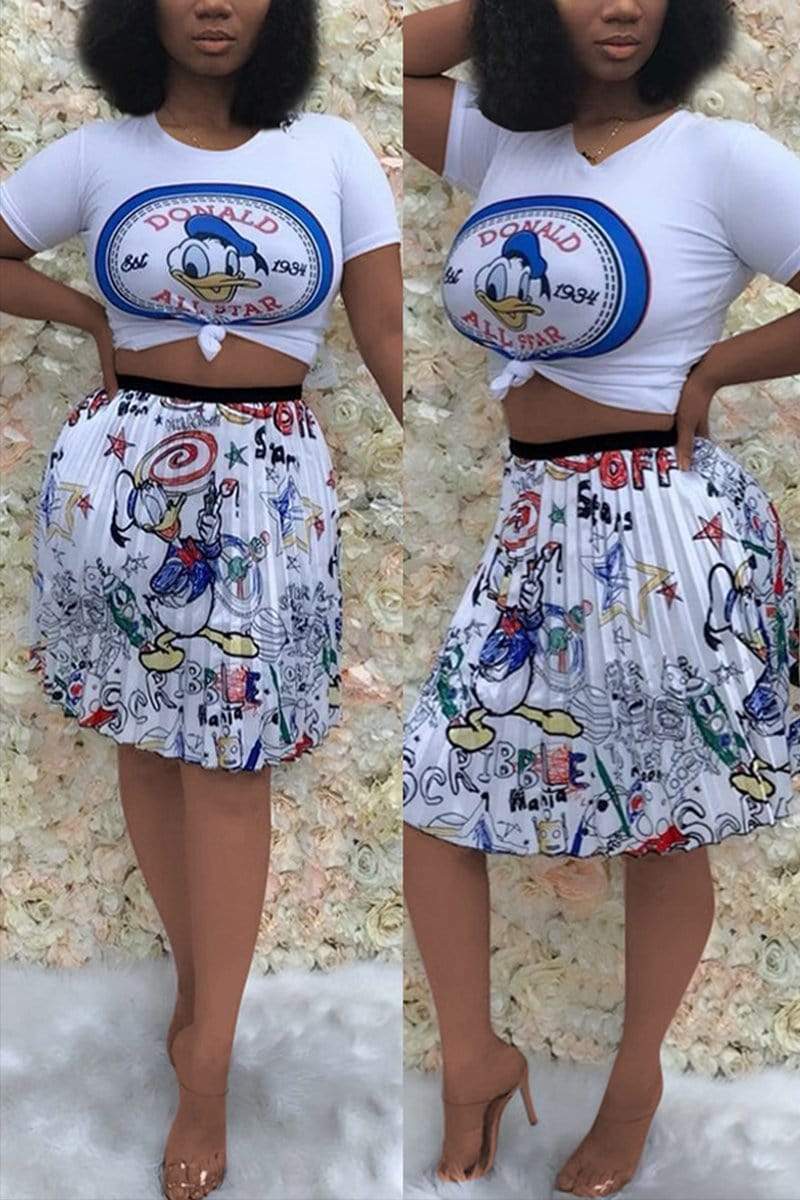 Fashion Sexy Cartoon Printing Skirt Set - VogueRegion