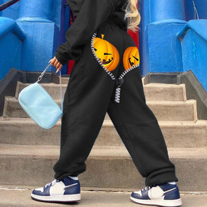 Halloween print Loose fitness track pants