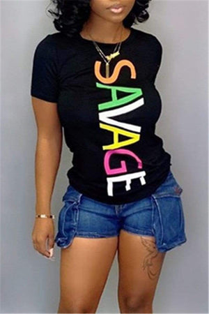 Stylish Letter Digital Positioning Print T-shirt