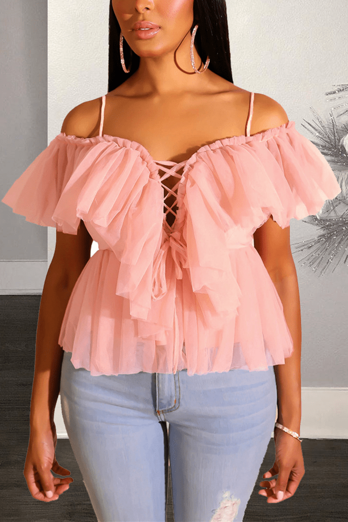 Sexy Mesh Sling Off-Shoulder Top