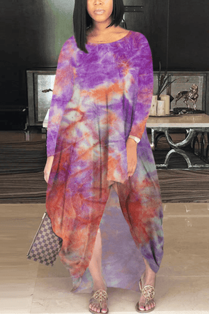 Fashion Casual Tie Dye Slit Dresses