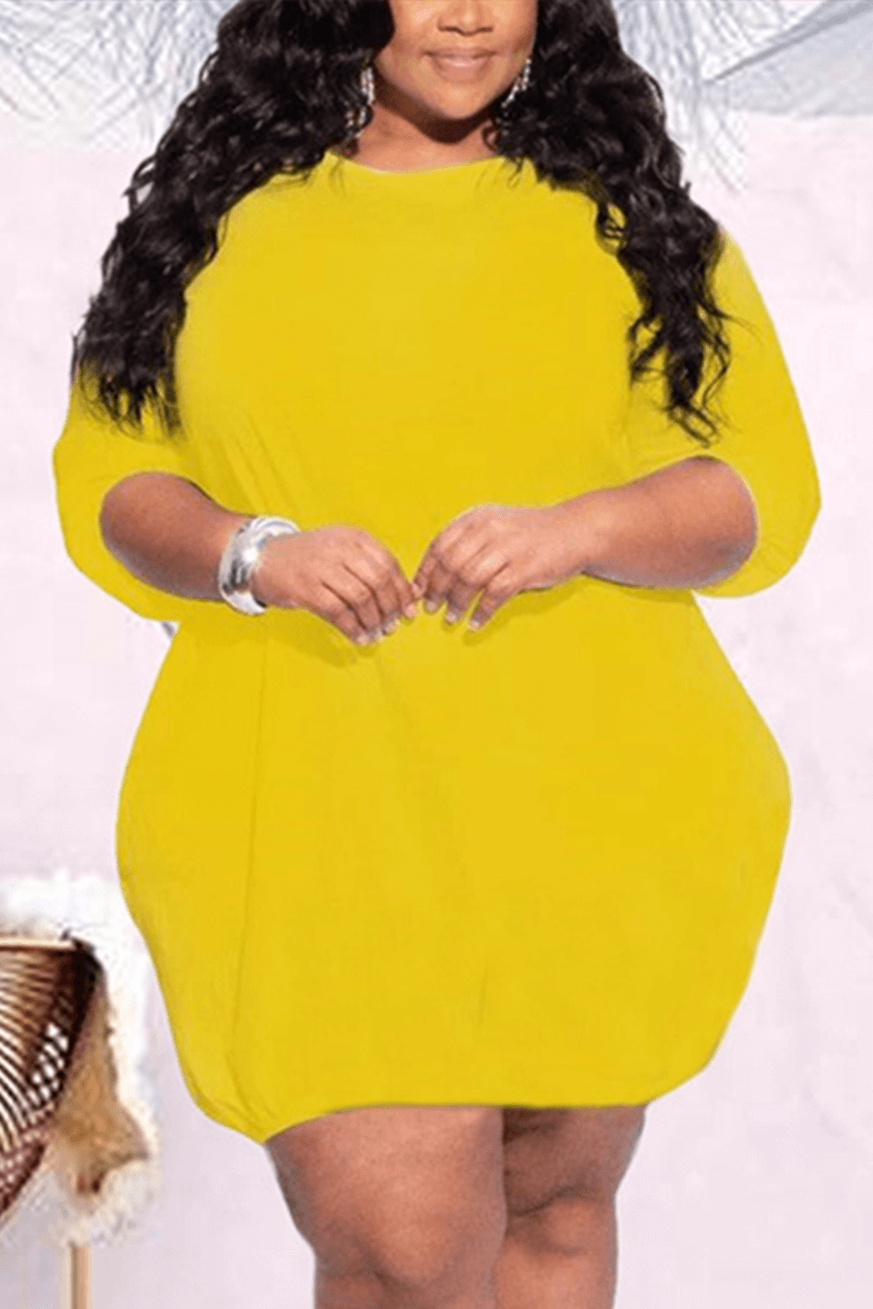 Fashion Leisure Solid Color Plus Size Dress