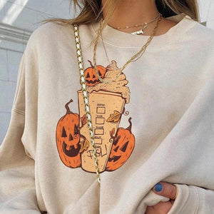 Halloween Pumpkin Print Sweatshirt