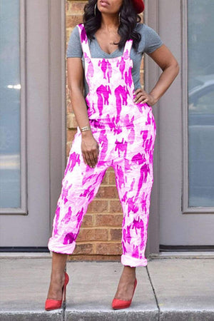 Fashion Casual Printing Strap Jumpsuit - VogueRegion