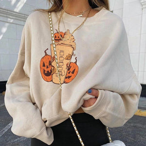 Halloween Pumpkin Print Sweatshirt