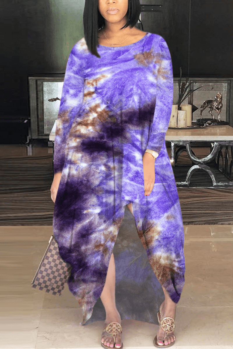 Fashion Casual Tie Dye Slit Dresses