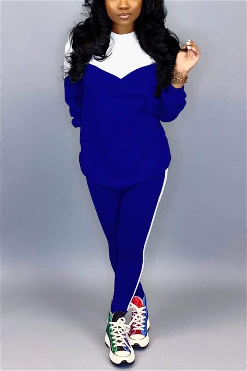 Fashion Stitching Contrast Sports Suit