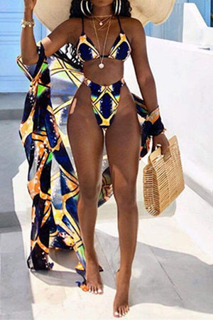 Sexy Printing Swimsuit Three-piece Set