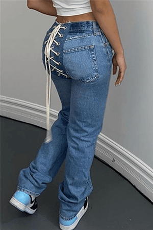 Fashion Casual Straight Patchwork Jeans