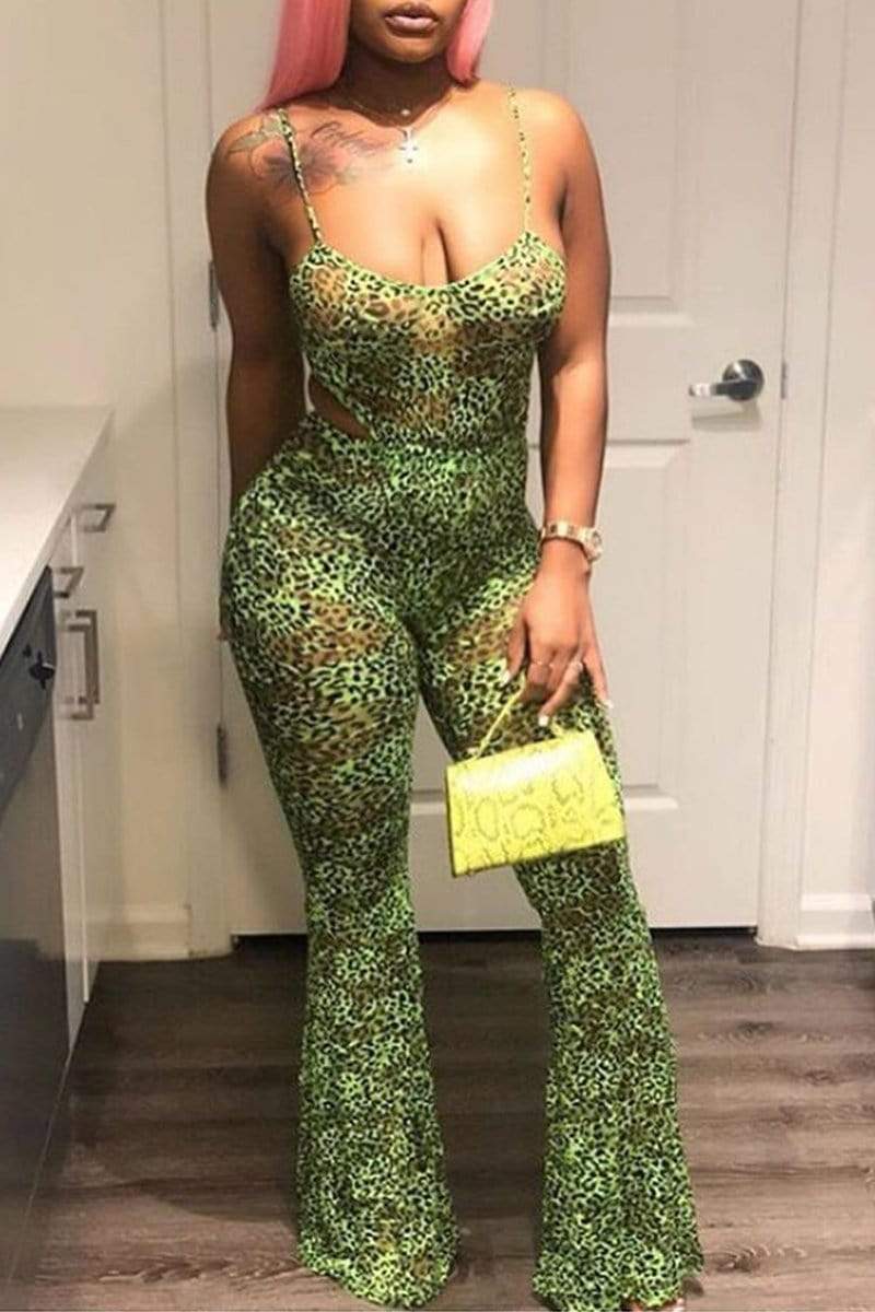 Sexy Sling Leopard Jumpsuit