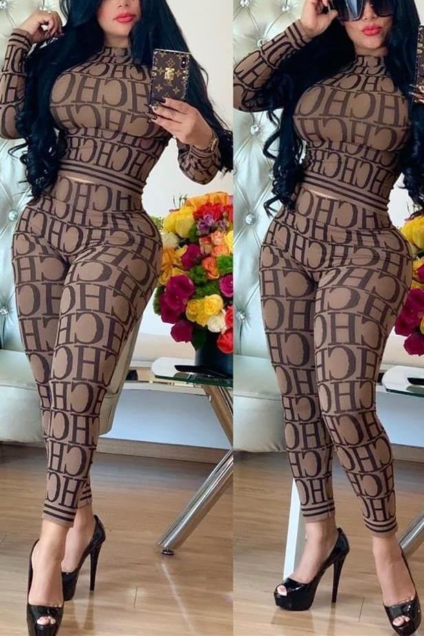 Fashion Casual Letter Print Two-Pieces Set